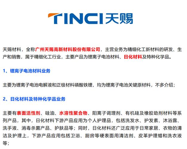 研发生产和销售属于精细化工行业主要产品为锂离子电池材料日化材料及